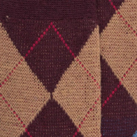 Mi-bas homme en laine mérinos et motifs jacquard à losanges | Doré Doré