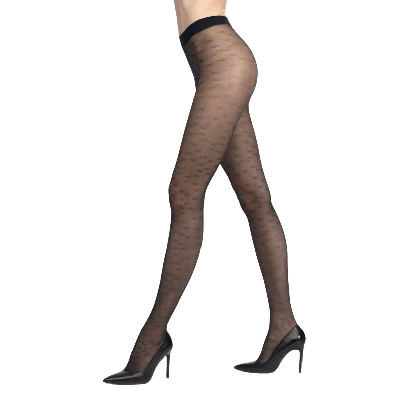 Fancy tights with floral pattern - Black 20 denier | Doré Doré