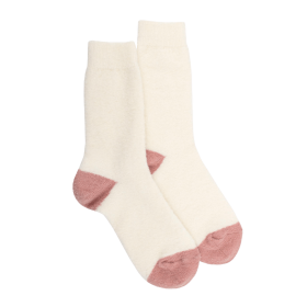 Women's polar wool socks - Ecru & light pink | Doré Doré