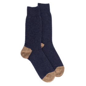 Men's polar wool socks - Navy blue & beige-yellow | Doré Doré