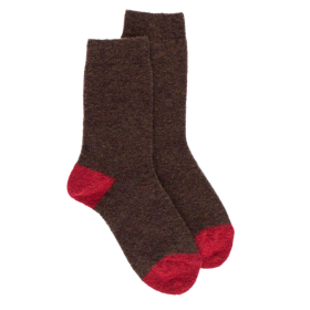Women's fleece socks - Brown and red | Doré Doré