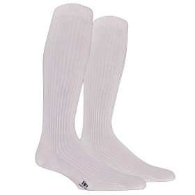 Ribbed knee-high socks in mercerised cotton lisle - White | Doré Doré