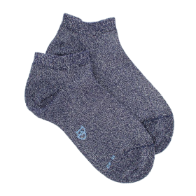 Girl's cotton socks with shiny lurex effect - Glossy blue | Doré Doré