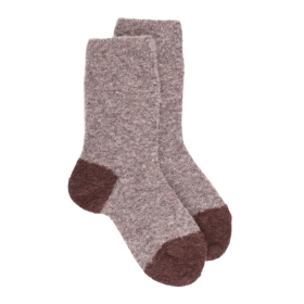 Children's fleece socks - Beige and brown | Doré Doré