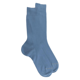 Men's luxury fine Egyptian cotton ribbed socks - Light blue | Doré Doré
