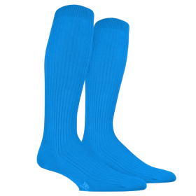Ribbed knee-high socks in mercerised cotton lisle - Sea blue | Doré Doré