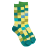 Children's soft cotton multicoloured check socks - Green