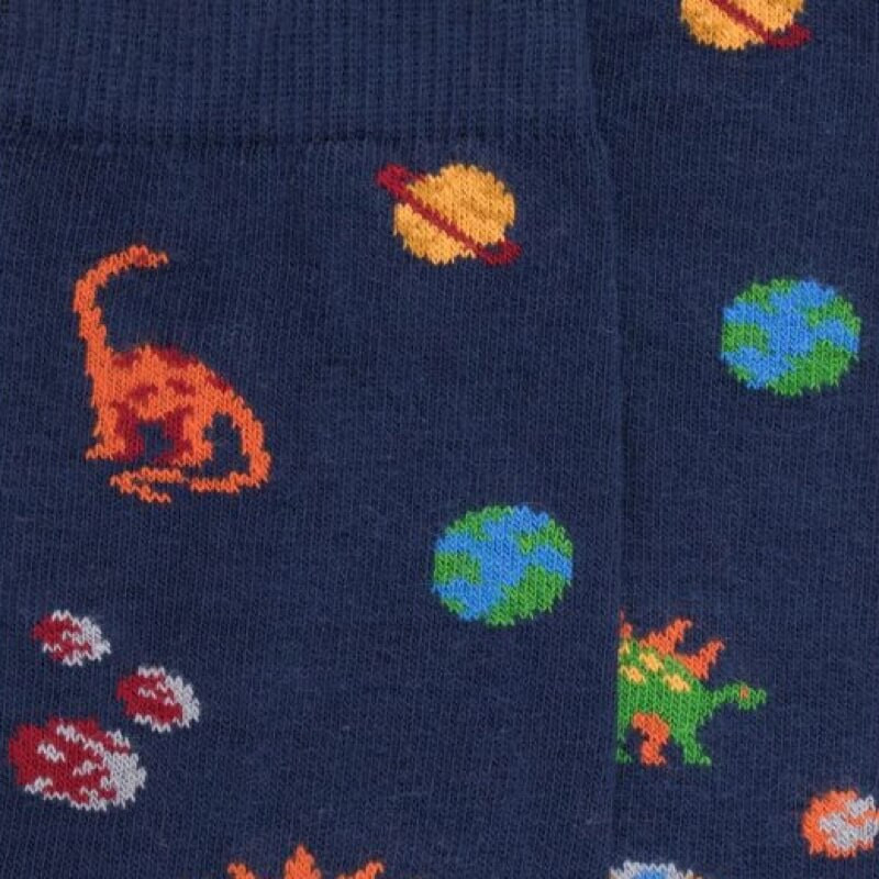 Navy blue fancy socks with dinosaur design | Doré Doré