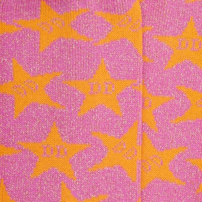 Cotton socks with Hollywood stars - Pink | Doré Doré