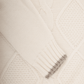 Unisex wool and alpaca round-neck pullover with knitted braids - Ecru & Cream | Doré Doré
