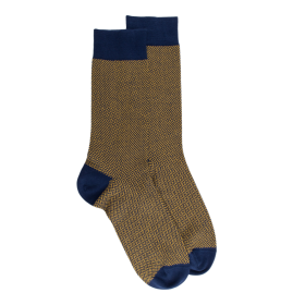 Men's socks egyptian cotton patterned interlacing - Navy Blue | Doré Doré