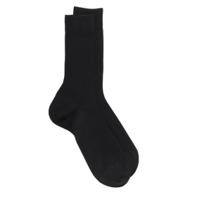 7-pack men's 100% mercerised cotton lisle ribbed socks - Black | Doré Doré
