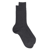 7 pack grey ribbed men's socks 100% mercerised cotton lisle | Doré Doré