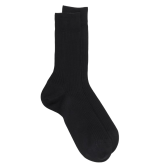 7-pack men's 100% mercerised cotton lisle ribbed socks - Black | Doré Doré