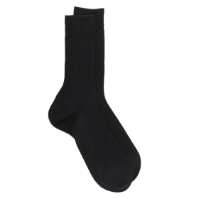 7-pack men's 100% mercerised cotton lisle ribbed socks - Black | Doré Doré