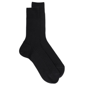 7-Pack men's merino wool ribbed socks - Black | Doré Doré