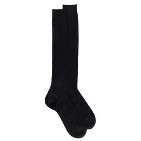 7-pack Ribbed knee-high socks in mercerised cotton - Black | Doré Doré