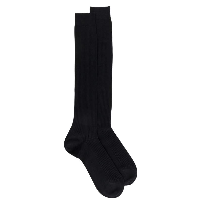 7-pack Ribbed knee-high socks in mercerised cotton - Black | Doré Doré