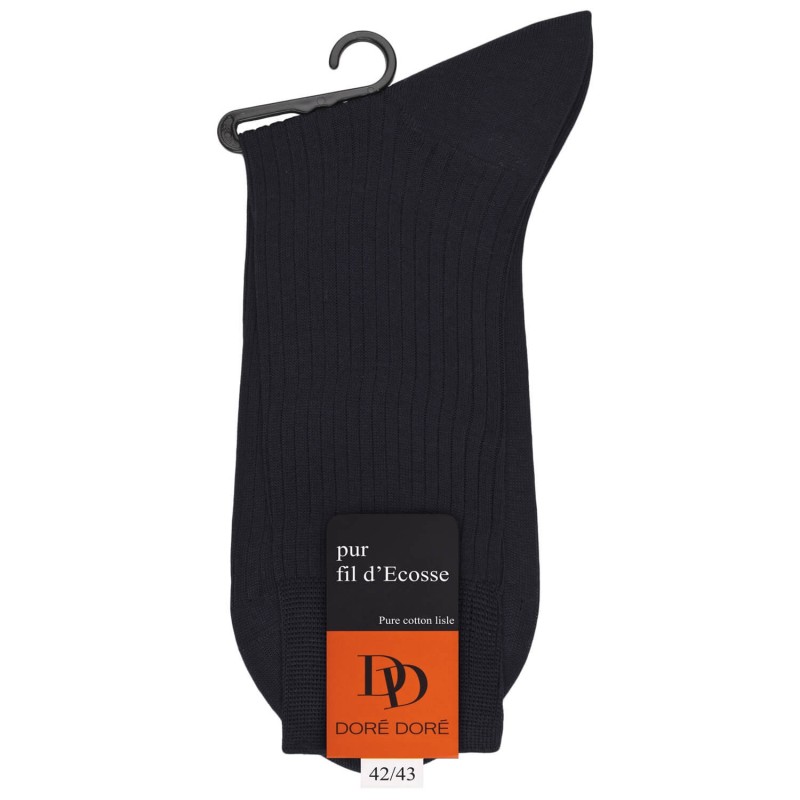 7-pack men's 100% mercerised cotton lisle ribbed socks - Black | Doré Doré