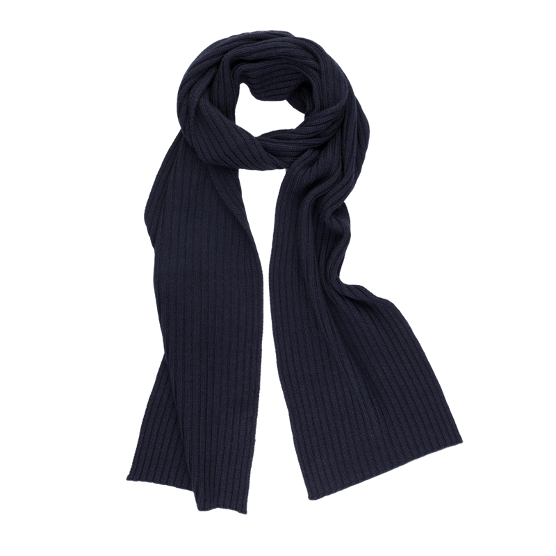 Wool, silk and cashmere ribbed scarf – Dark blue | Doré Doré
