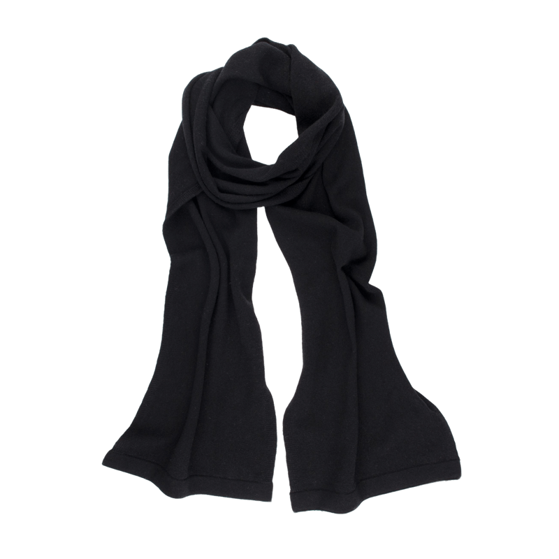 Wool and cashmere jersey knit scarf - Black | Doré Doré
