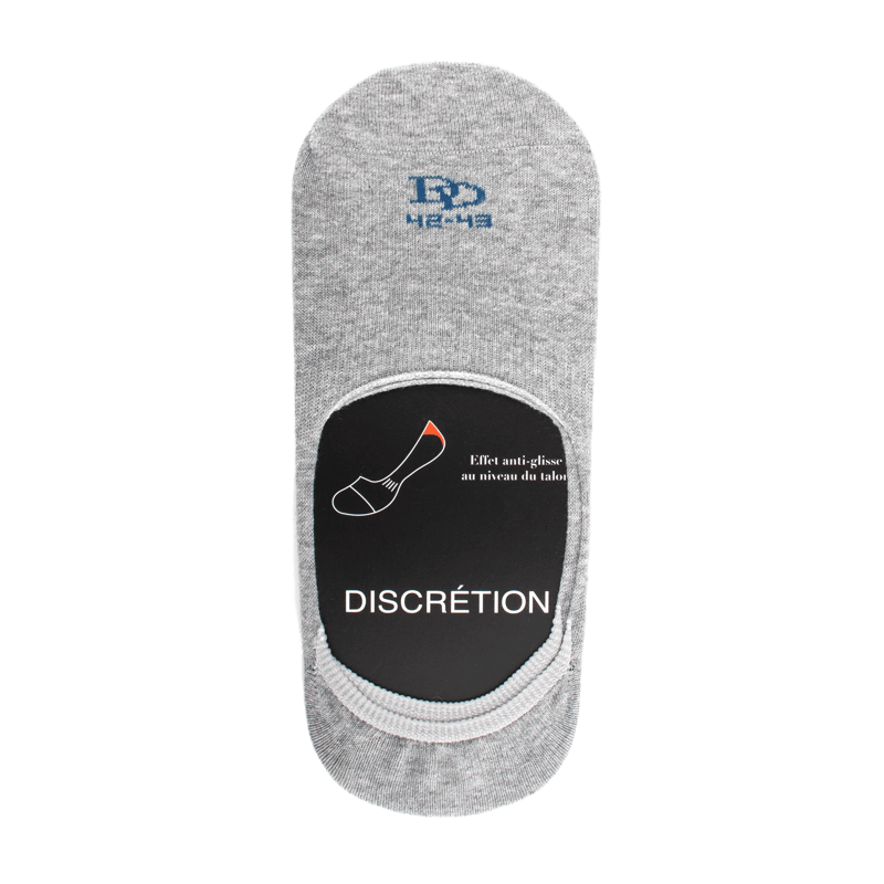 Cotton footlets with non-slip effect at the heel - Grey | Doré Doré
