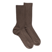 Men's comfort cotton socks with elastic-free edges - Light brown | Doré Doré