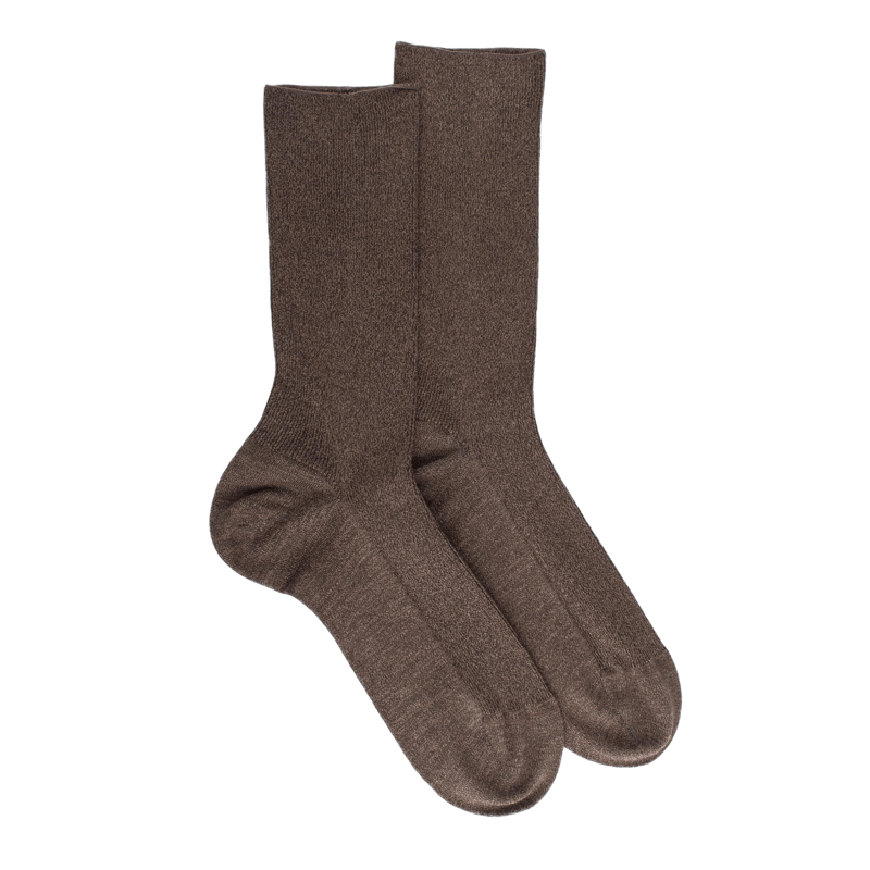 Men's comfort cotton socks with elastic-free edges - Light brown | Doré Doré