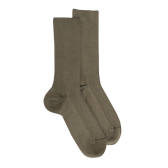 Men's elastic-free ribbed egyptian cotton socks - khaki | Doré Doré