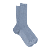 Men's elastic-free ribbed cotton lisle socks - Blue ice | Doré Doré