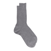 Men's 100% mercerised cotton lisle ribbed socks - Medium grey | Doré Doré