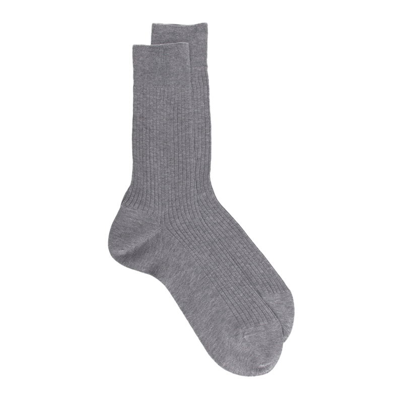 Men's 100% mercerised cotton lisle ribbed socks - Medium grey | Doré Doré