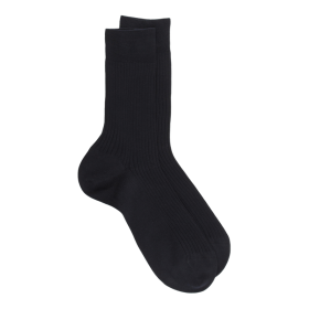 Men's 100% mercerised cotton lisle ribbed socks - Dark blue | Doré Doré