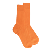 Men's ribbed socks in mercerised cotton lisle - Apricot