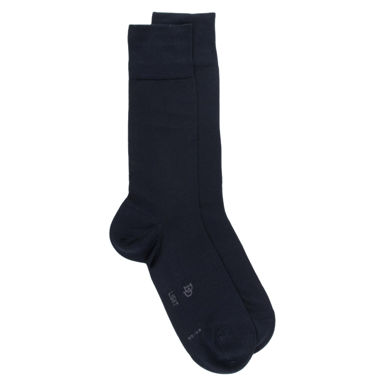 Men's cotton lisle and polyamide jersey knit socks - Dark blue | Doré Doré