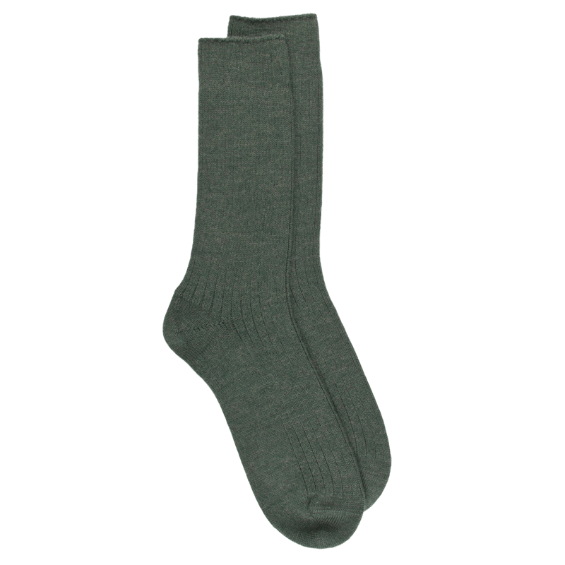 Thick ribbed merino wool socks - Thuja Green | Doré Doré
