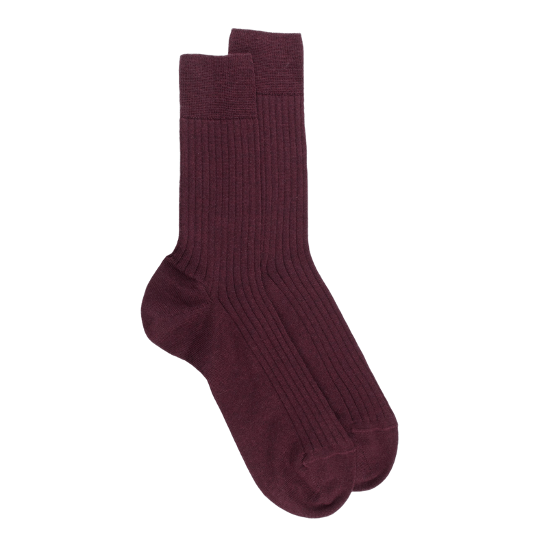 Men's merino wool ribbed socks - Burgundy | Doré Doré
