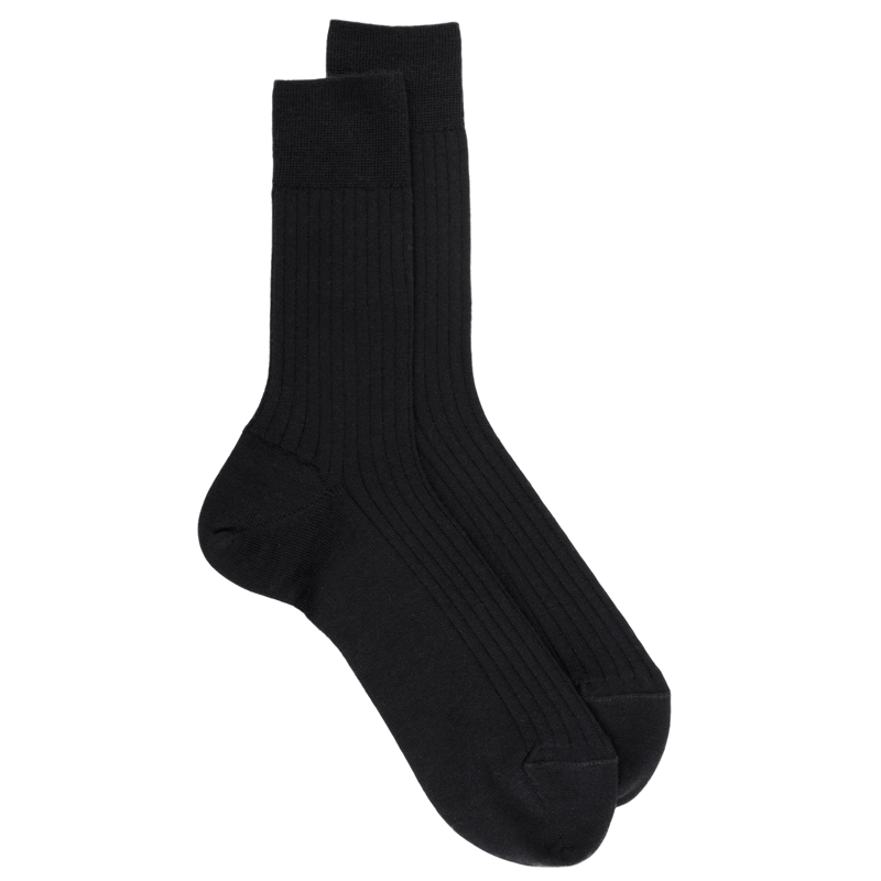 Men's merino wool ribbed socks - Black | Doré Doré