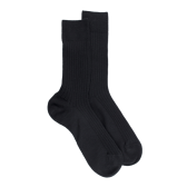 Men's 100% merino wool ribbed socks - Black | Doré Doré