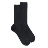 Men's wool and cotton ribbed vanisé socks - Black