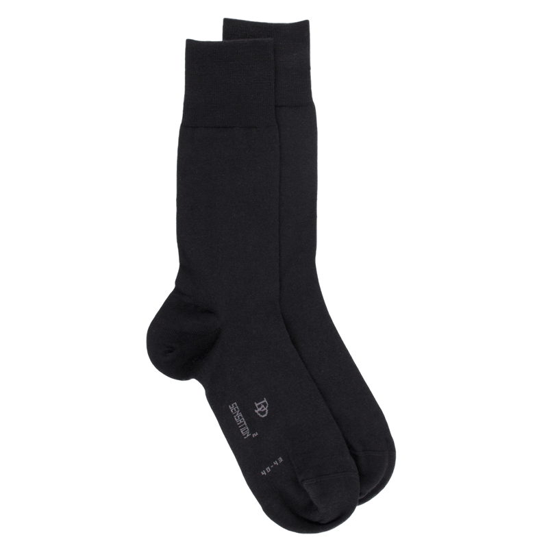 Men's wool and cotton jersey knit socks - Black | Doré Doré