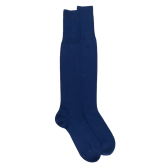 Men's fine gauge 100% cotton lisle knee-high socks - Royal Blue | Doré Doré
