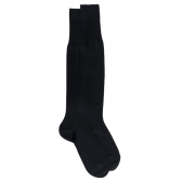 Men's cotton lisle jersey knit knee-high socks - Black | Doré Doré