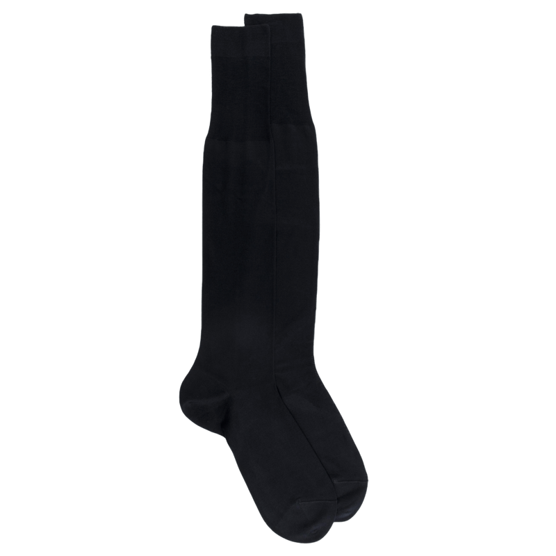 Men's cotton lisle jersey knit knee-high socks - Black | Doré Doré