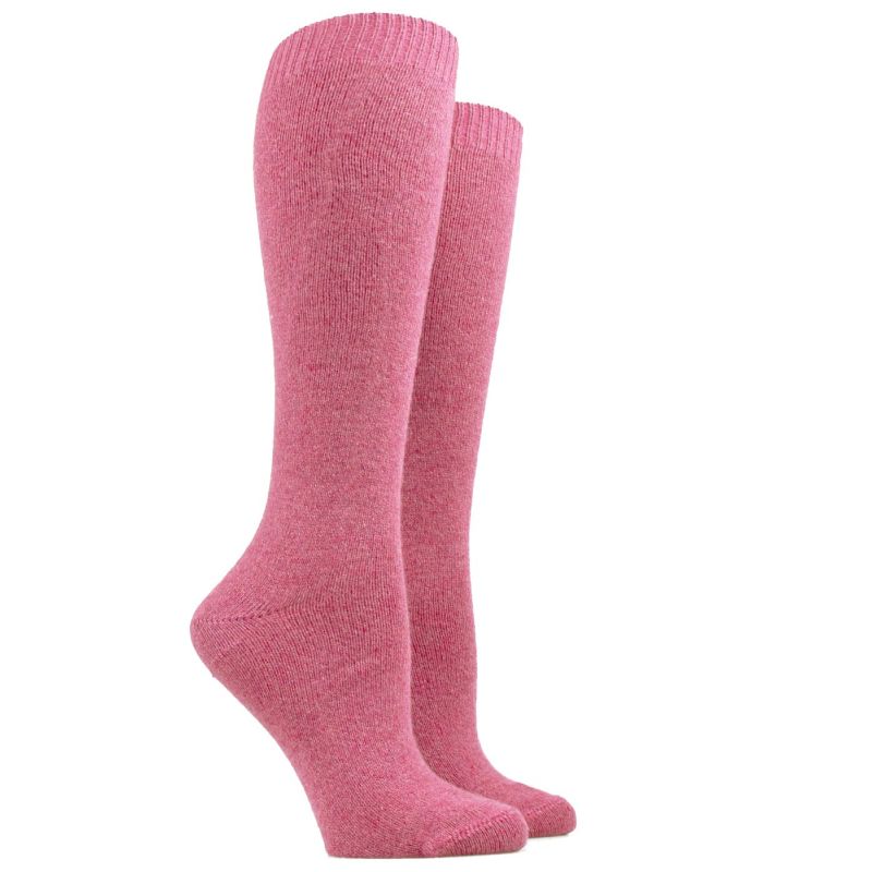 Women's knee-high socks in cashmere and merino wool - Pink