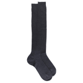 Men's pure cotton lisle ribbed knee-high socks - Dark Grey | Doré Doré