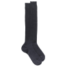 Men's pure cotton lisle ribbed knee-high socks - Dark Grey