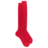 Men's pure cotton lisle ribbed knee-high socks - Red | Doré Doré