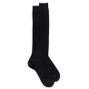 Ribbed knee-high socks in mercerised cotton lisle - Black