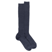 Men's long ribbed wool socks - Blue | Doré Doré